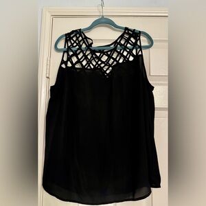 Torrid Size 1 Black Sleeveless Top with Lattice Design